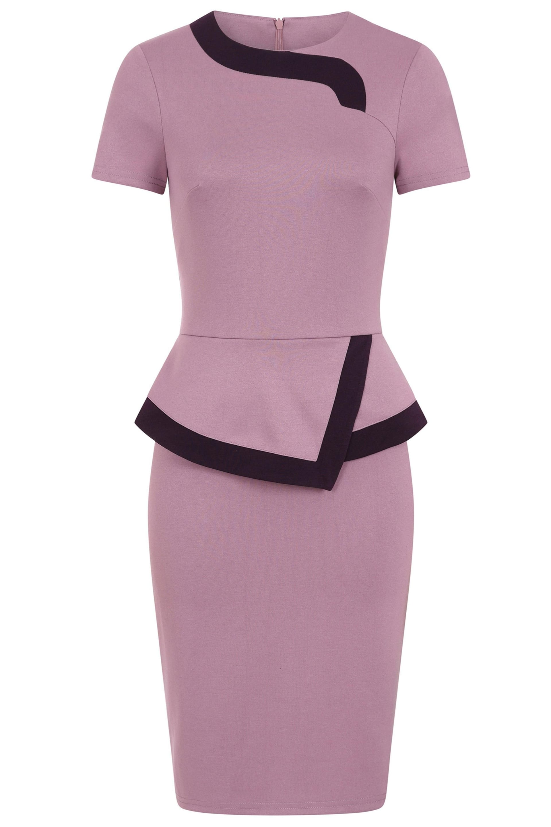 Hot Squash Hot Squash Women's Peplum Dress with Contrast Trim in Grape - 4