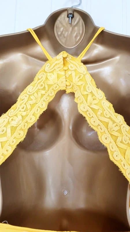 ASOS ASOS size 18 Yellow satin crochet cut out maxi dress summer holiday cruise occasion