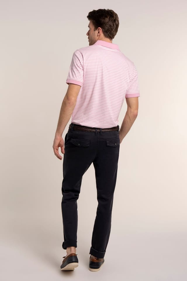 Brakeburn Brakeburn Men's SALEHURST STRIPE JERSEY POLO in Pink - 2