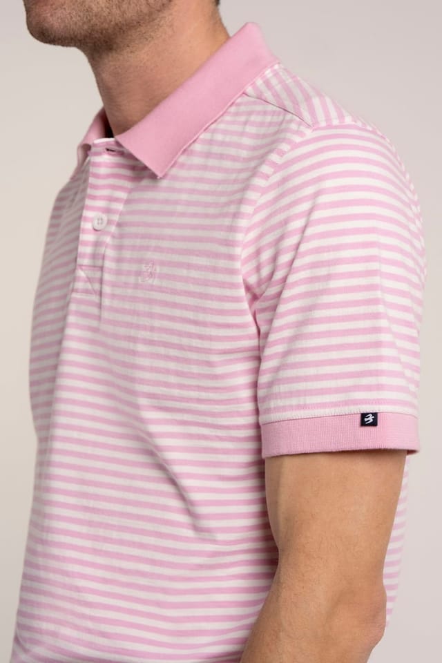 Brakeburn Brakeburn Men's SALEHURST STRIPE JERSEY POLO in Pink - 3