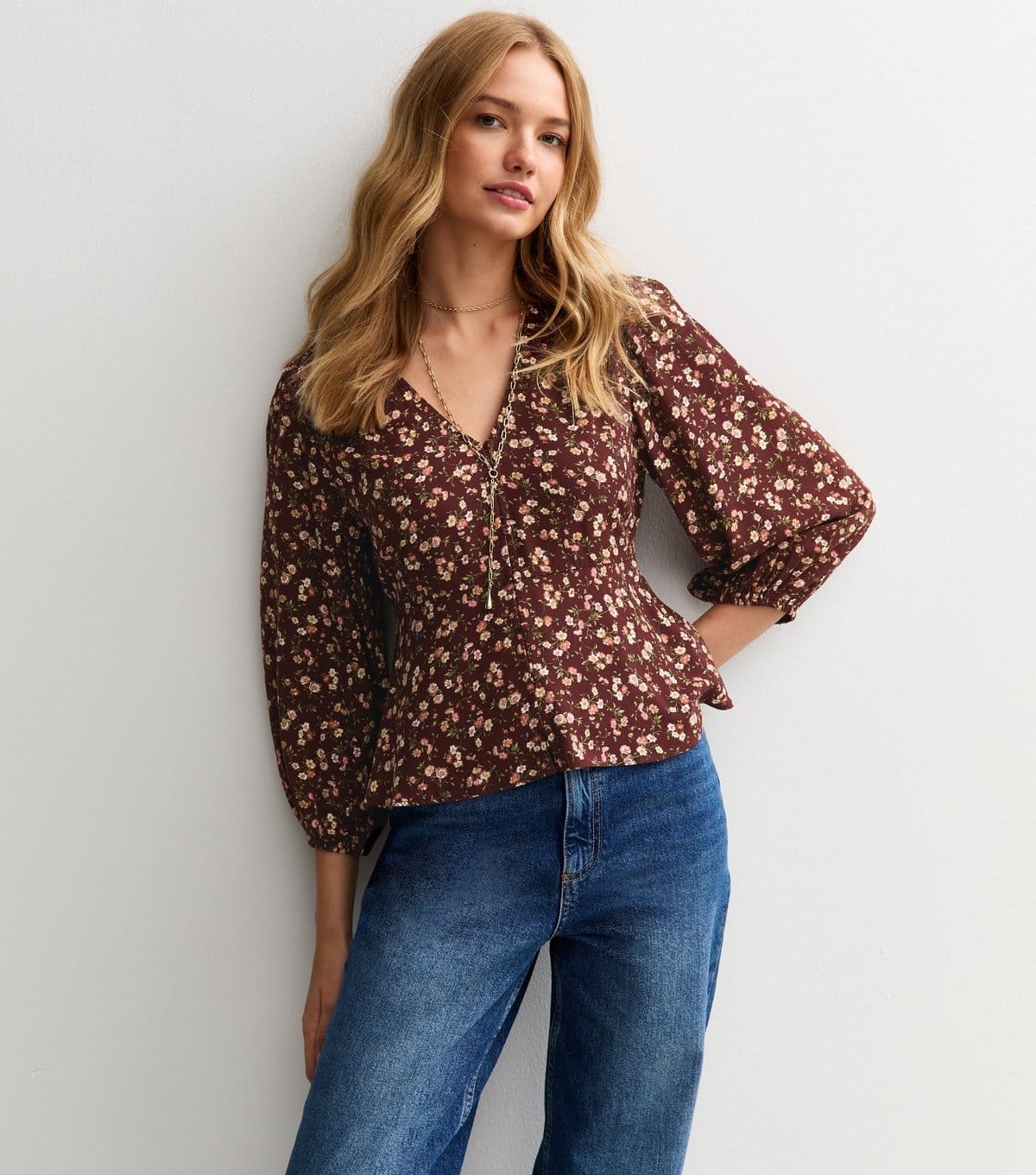 New Look Women's Red Floral Print Tea Blouse New Look - 4