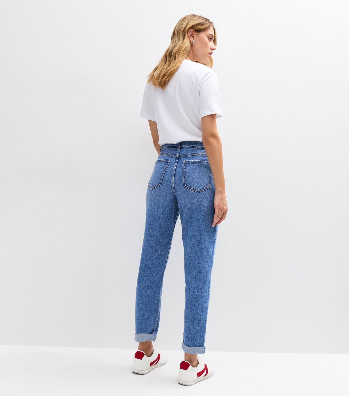New Look Women's Blue Folded Cuff Mom Jeans New Look - 4