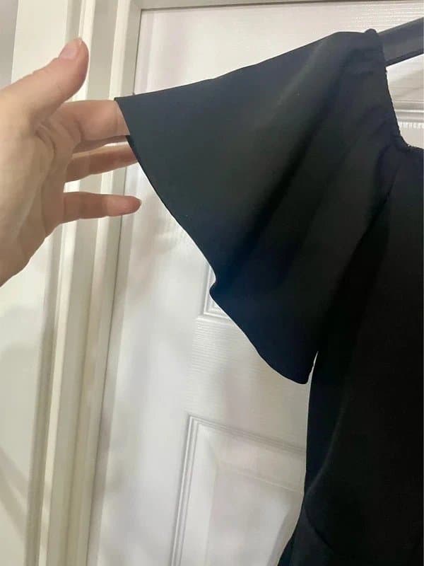 Never Fully Dressed Never Fully Dressed black angled neckline pencil dress Size S/approx UK 8