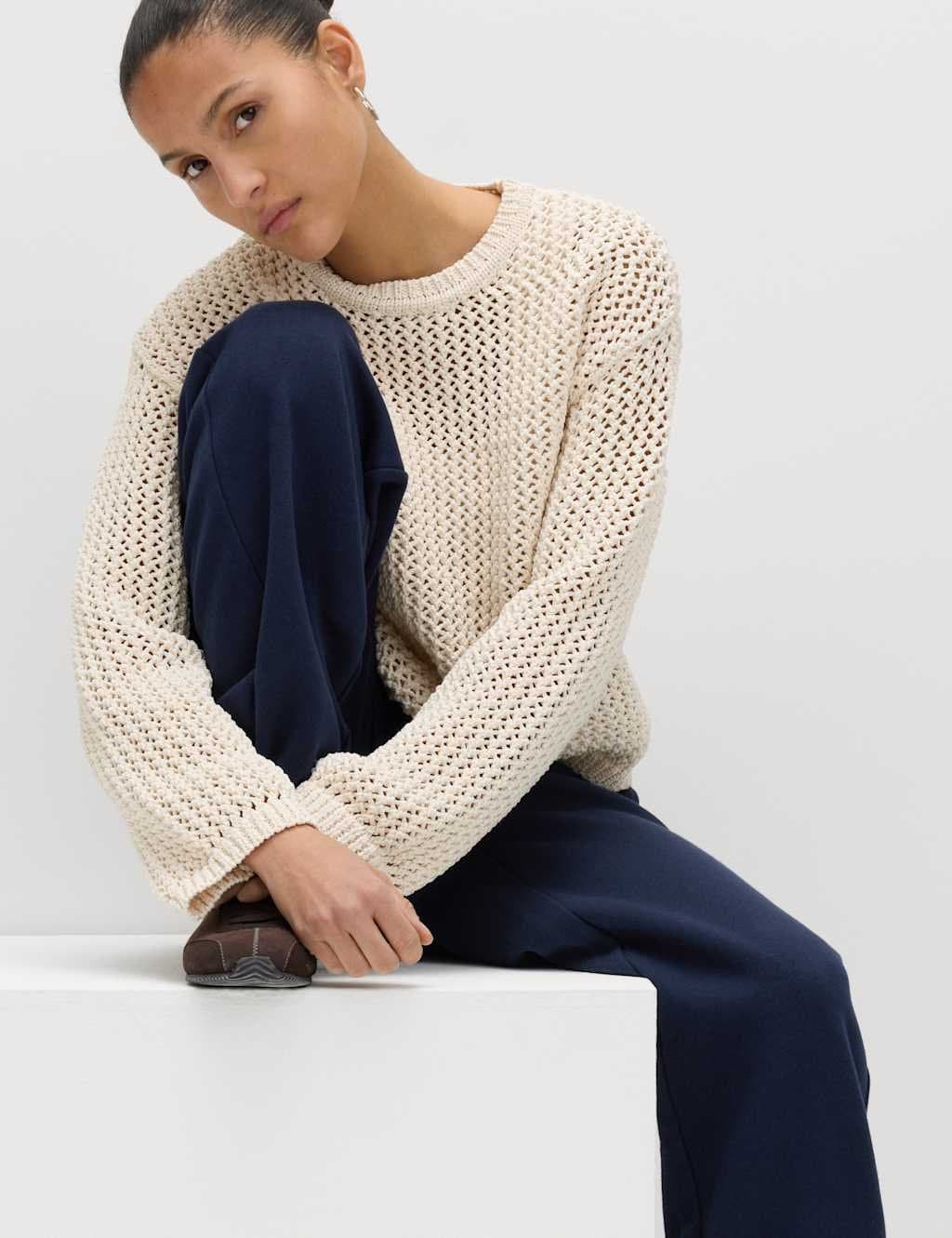 Marks & Spencer M&S Navy Blue Cotton Rich Cuffed Joggers