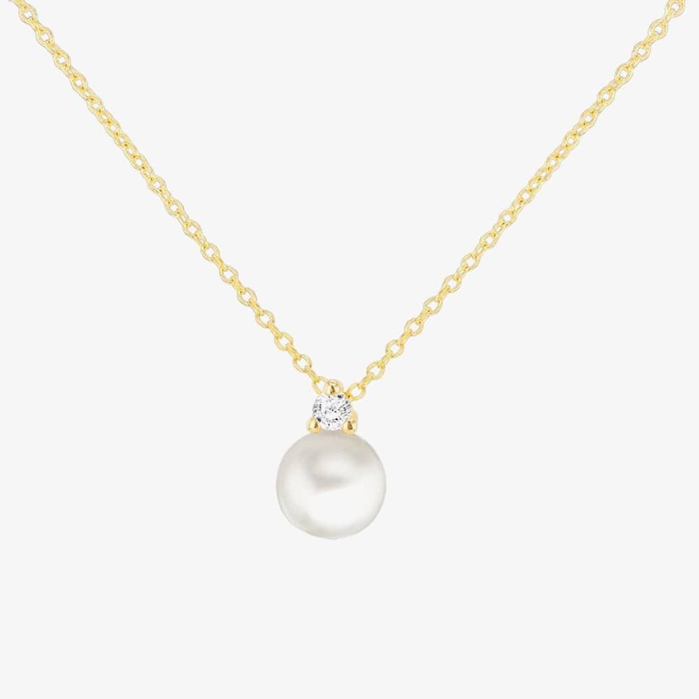 T.H.Baker T.H.Baker Women's 9ct Yellow Gold Pearl & Cubic Zirconia Necklace 1.13.7604 - 2