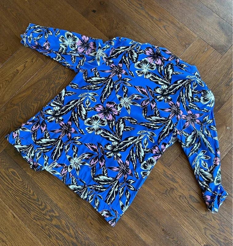 New Look [Holiday/Summer] Floral Leaf Print Blue Open Cardigan New Look Size 14