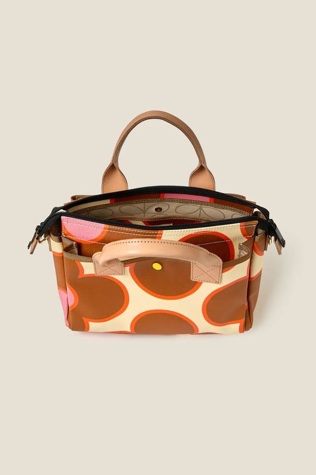 Orla Kiely Orla Kiely Women's Calder Handbag - Flower Spot Persimmon in Brown - 3
