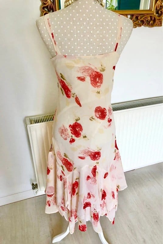Vintage Dressing Stunning Vintage Y2K Ruffle Floral Midi Dress & Scarf size 14 - 1