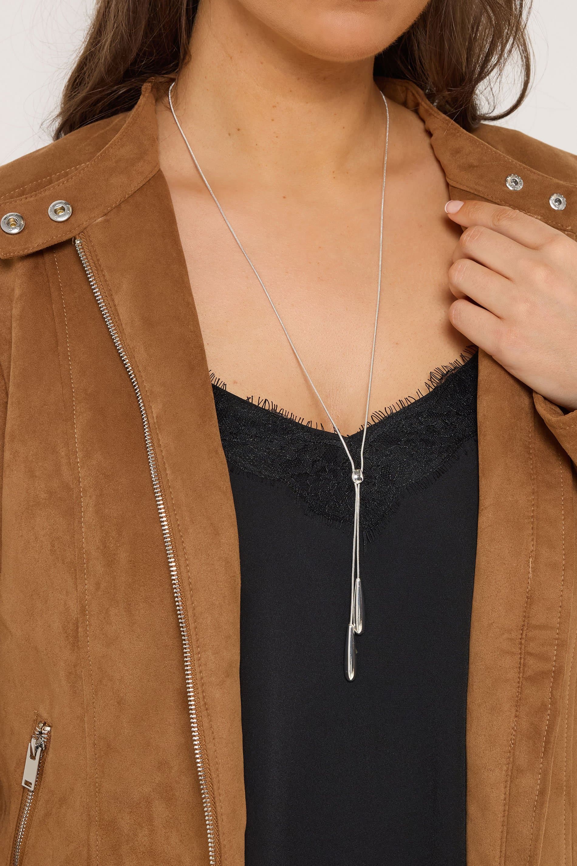 Yours Silver Tone Long Droplet Lariat Necklace