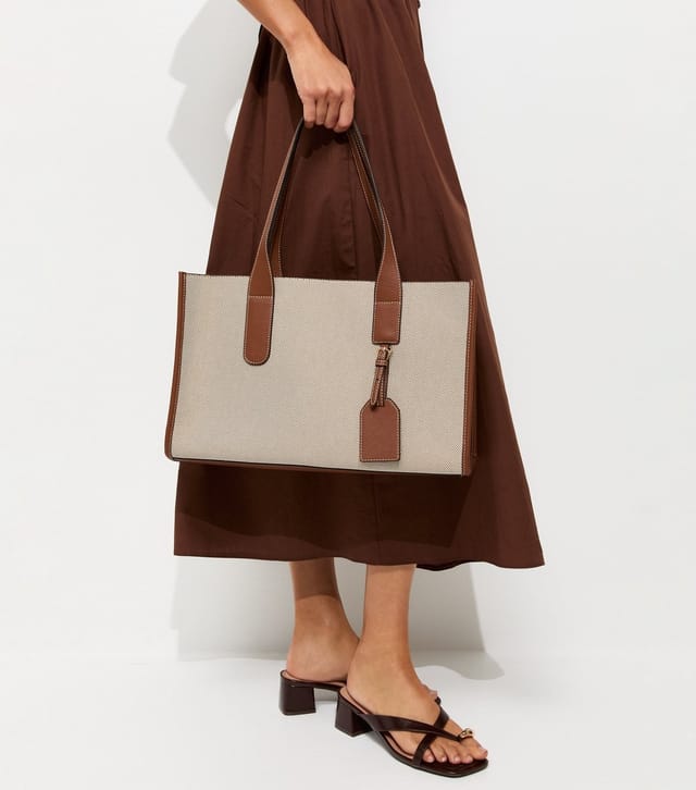 New Look Stone Boxy Canvas Shoulder Bag New Look - 2