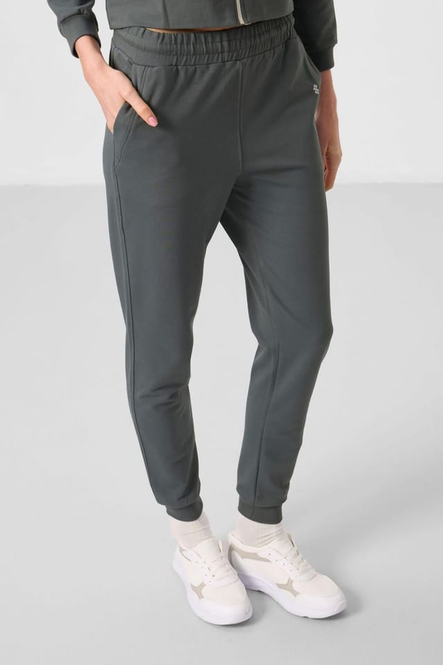 Tommy Life Tommy Life Women's Oversized Hooded Zip Sweatshirt & Pants Set in Charcoal - 3