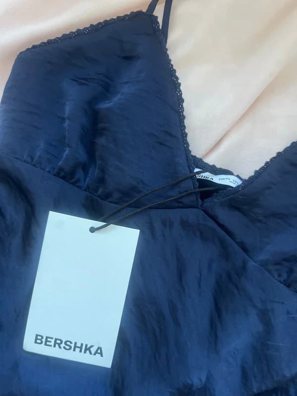 Bershka navy bershka satin top