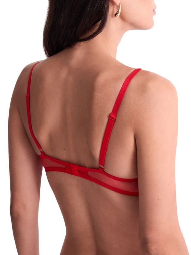Aubade Aubade Women's Sheer Emotion Triangle Plunge Bra in Red - 2