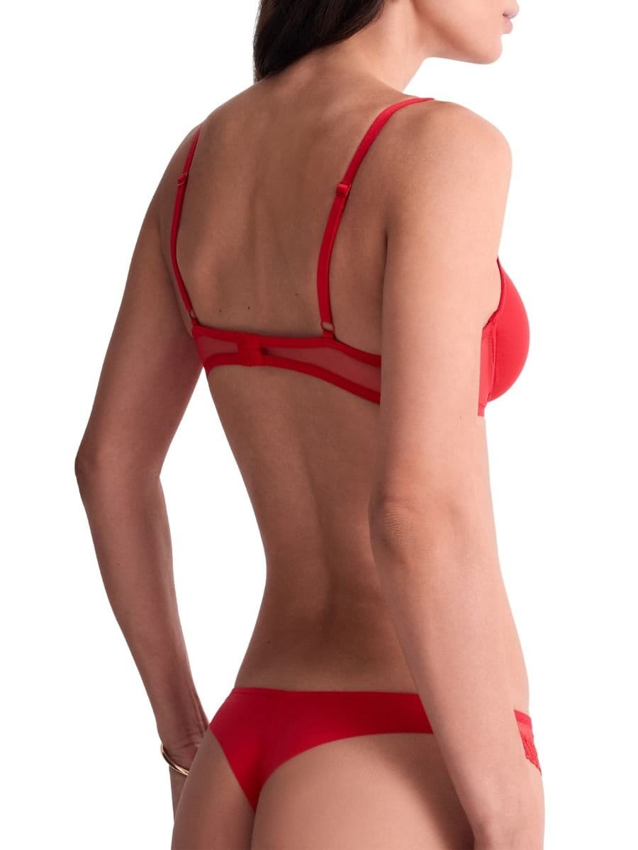 Aubade Aubade Women's Sheer Emotion Triangle Plunge Bra in Red - 4