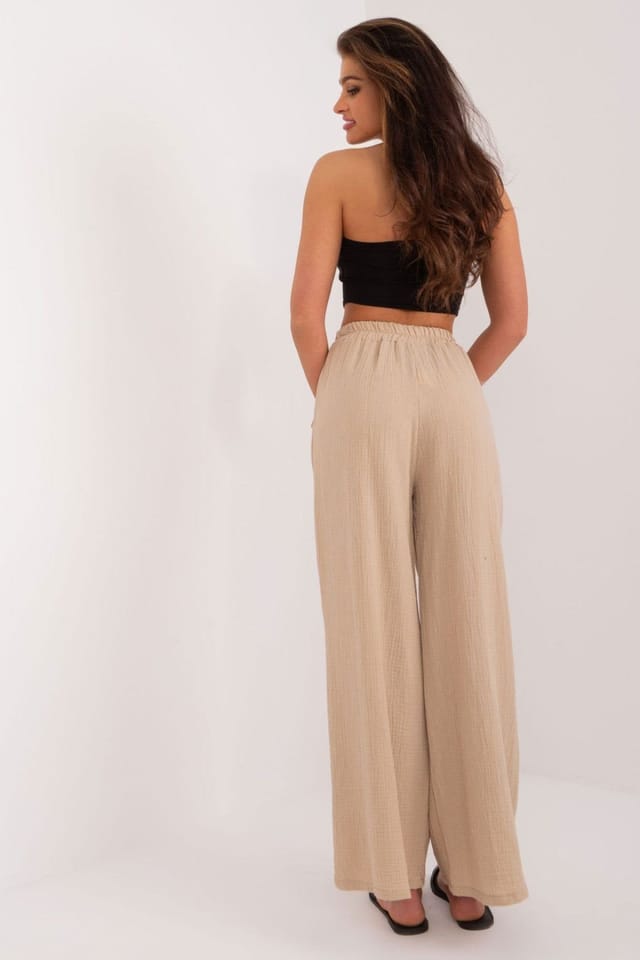 Love Lace Love Lace Women's High Rise Straight Polyester Pants in Beige - 3