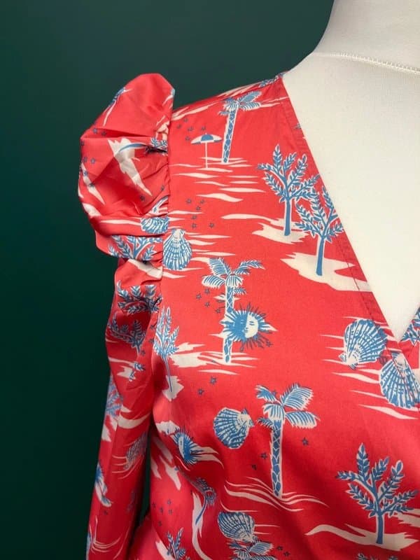 Never Fully Dressed Never Fully Dressed - Red Palm Tree pattern Wrap Dress