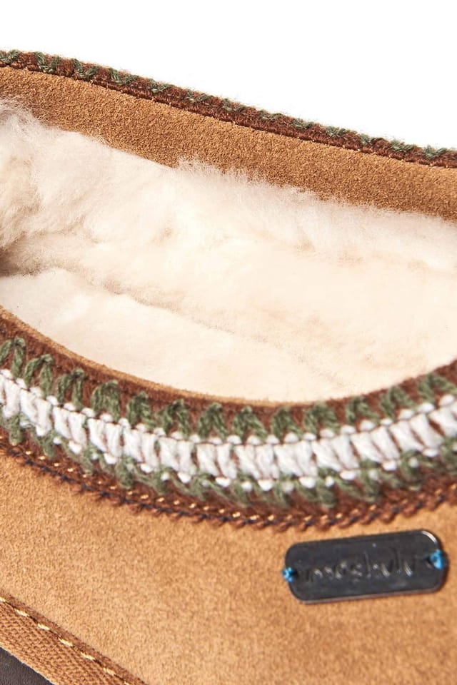 Moshulu Moshulu Men's 'Seathorn' Leather Sheepskin Mule Slippers in Tan - 3