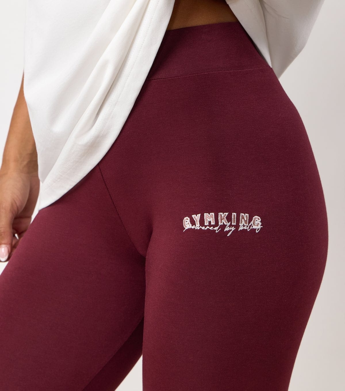 Gym King Women's Burgundy Powered By Belief Jersey Leggings Gym King New Look - 4