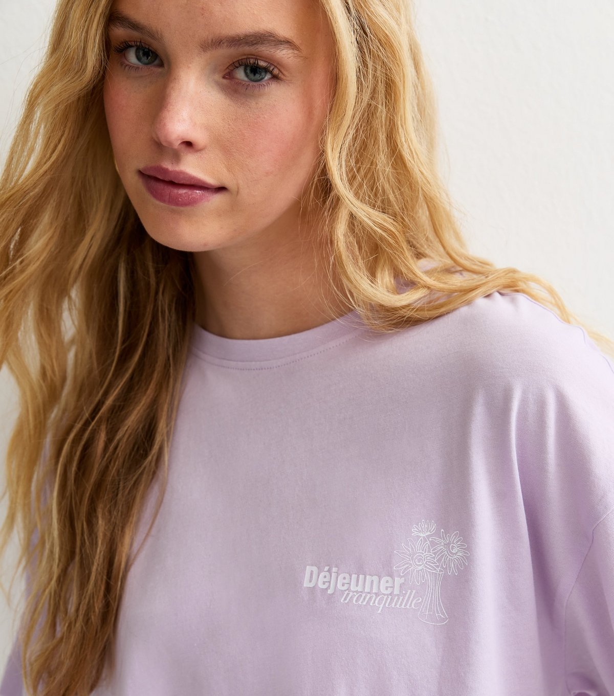 New Look Women's Lilac Sketchy Print Oversized T-Shirt New Look - 2