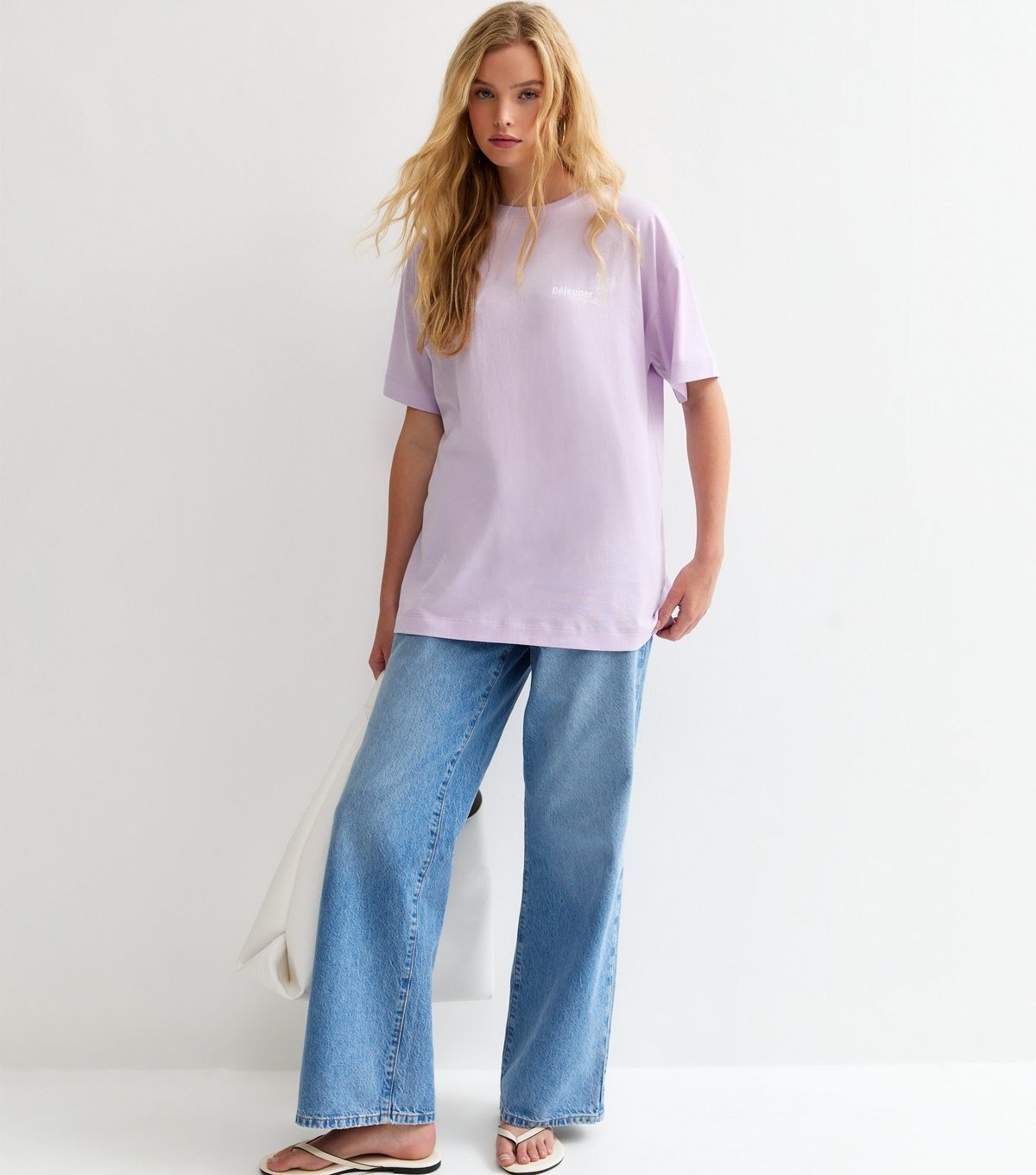 New Look Women's Lilac Sketchy Print Oversized T-Shirt New Look - 3