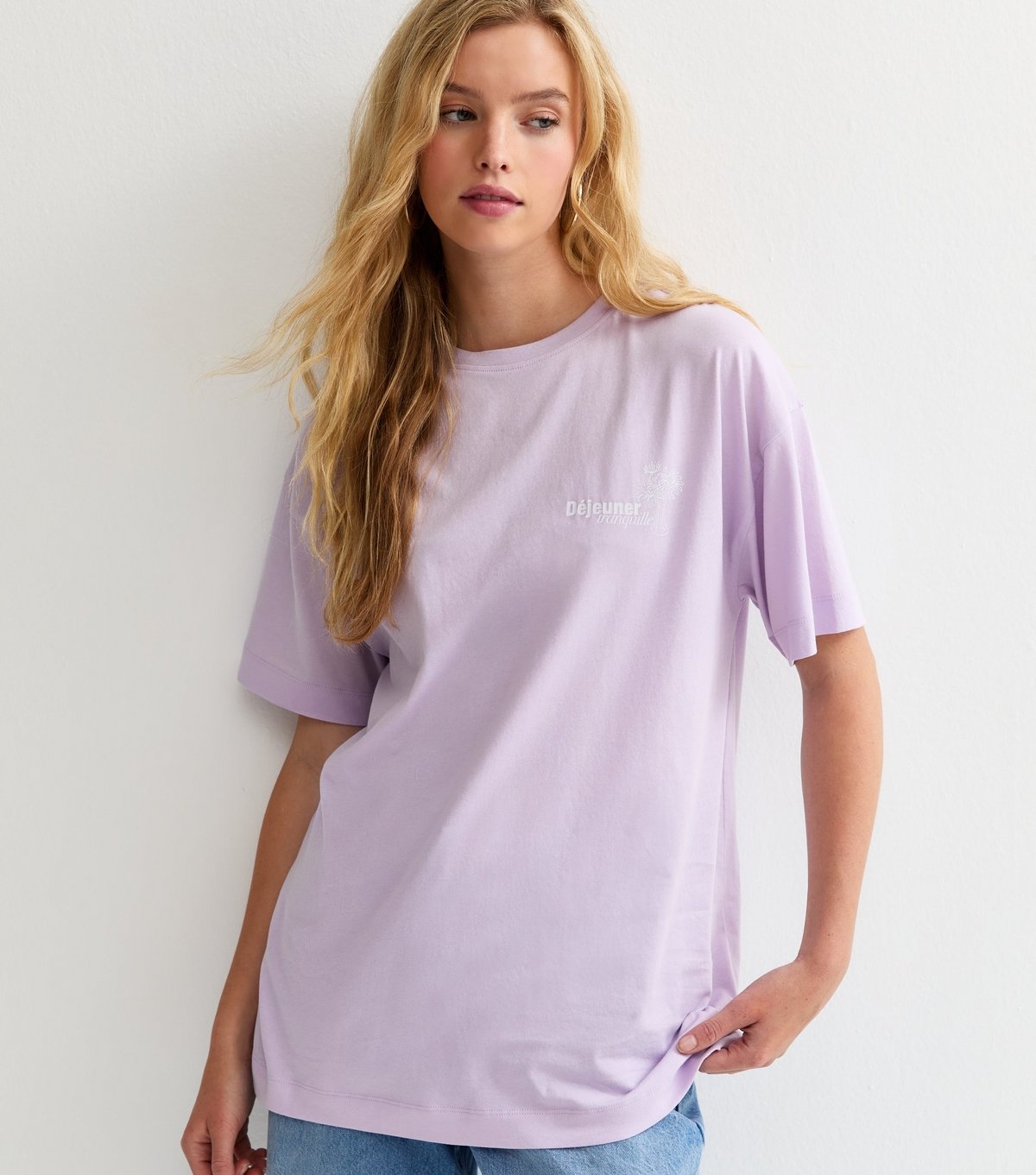 New Look Women's Lilac Sketchy Print Oversized T-Shirt New Look - 4