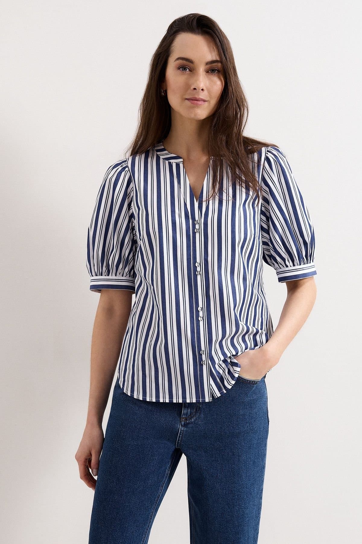 Phase Eight Phase Eight Women's Ariana Stripe Blouse in Mid Navy