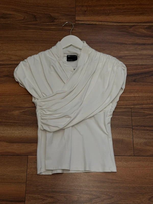 ASOS Design Asos Design cream ruched detail top