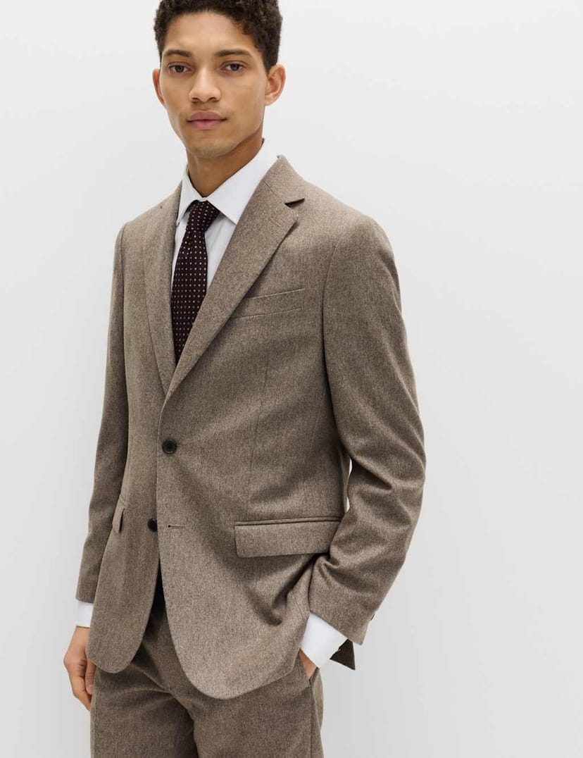 Marks & Spencer M&S Tailored Fit Italian Wool Rich Tweed Suit Jacket Neutral - 1