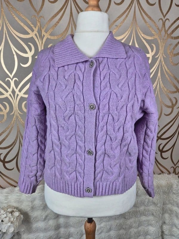 Jessica Simpson Lilac Chunky Knit Cardigan Size 22/24