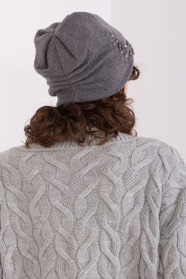 Love Lace Love Lace Women's Warm Smooth Knit Winter Hat with Decorative Side Applique Trim in Grey - 3