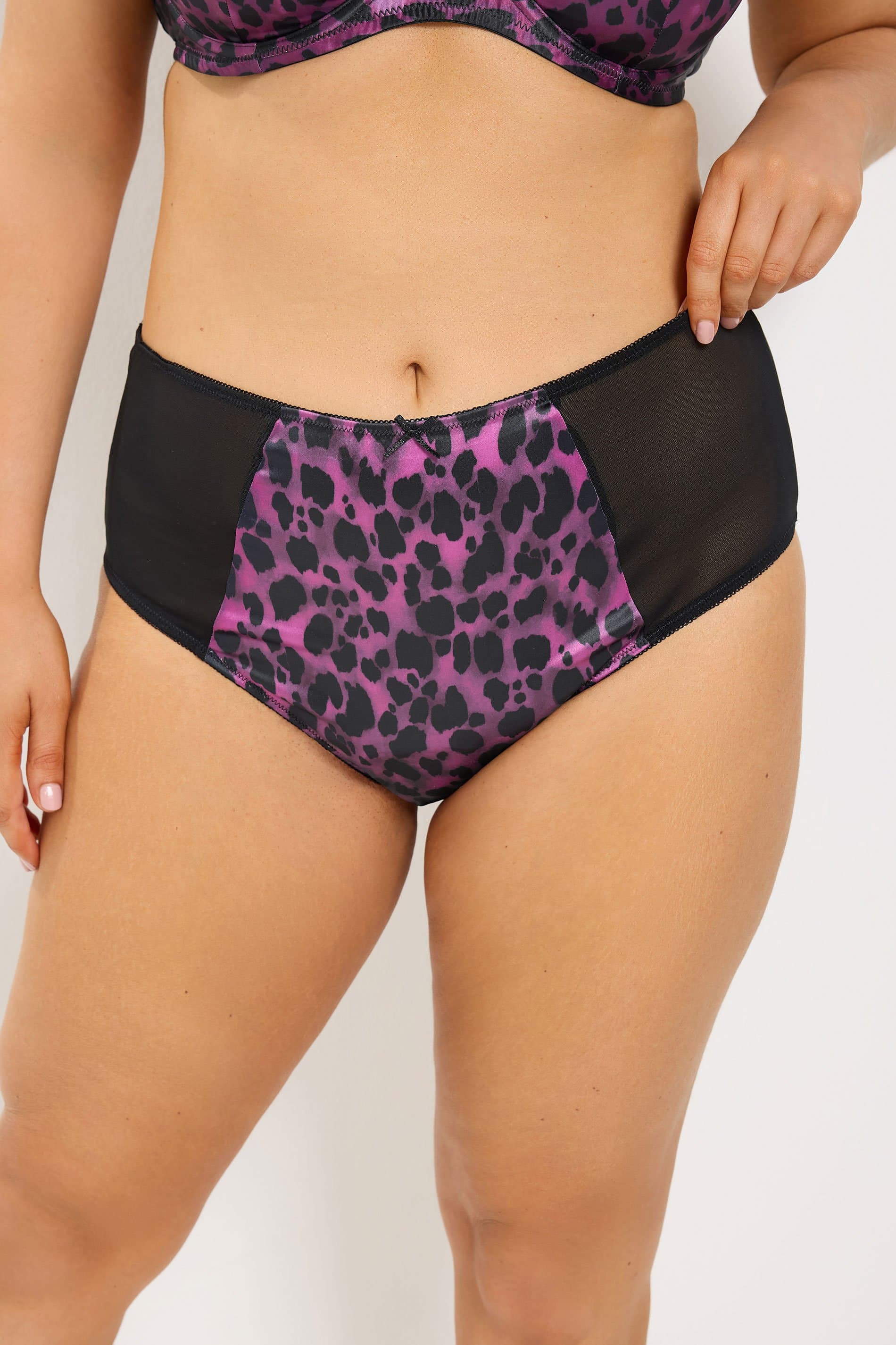 Yours Plus Size Burgundy Red Leopard Print Briefs