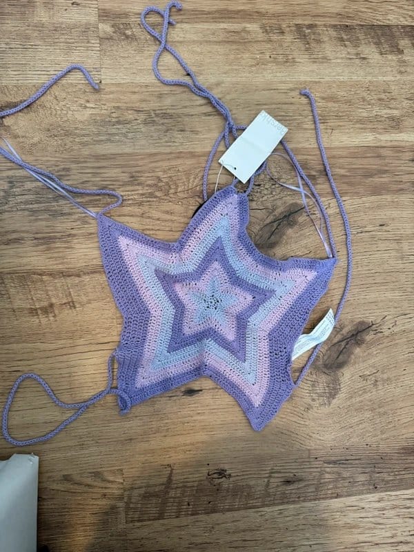 Bershka Lilac Crochet Star Fish Top