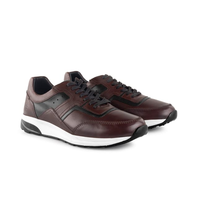 Amen Shoes Amen Shoes Men's Cameron Leather Dress Trainers in Dark Brown - 2