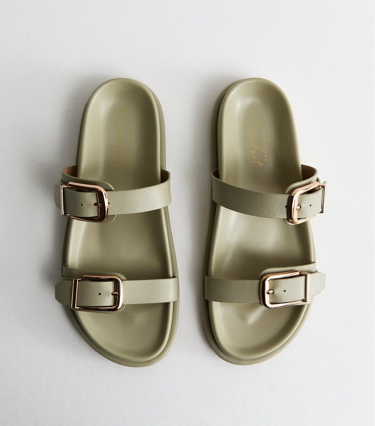 New Look Women's Mint Green Faux Leather Buckled Strap Sandals Vegan New Look