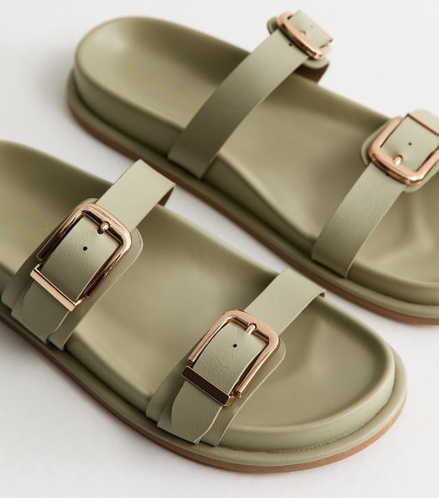 New Look Women's Mint Green Faux Leather Buckled Strap Sandals Vegan New Look - 3