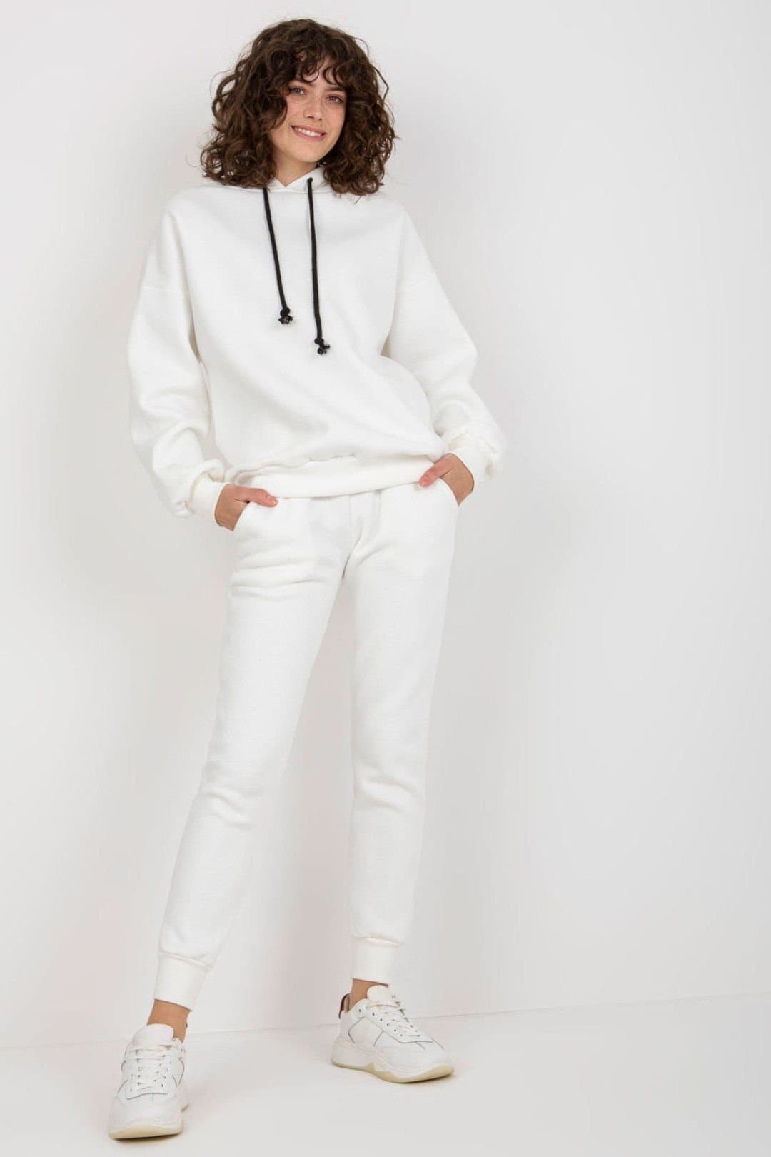 Love Lace Love Lace Women's Hooded Sweatshirt & Zipped Pants Set in White