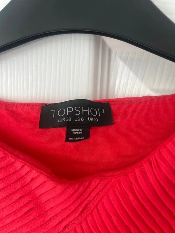 Topshop ASOS Topshop Coral Red Ruched Effect Dress
