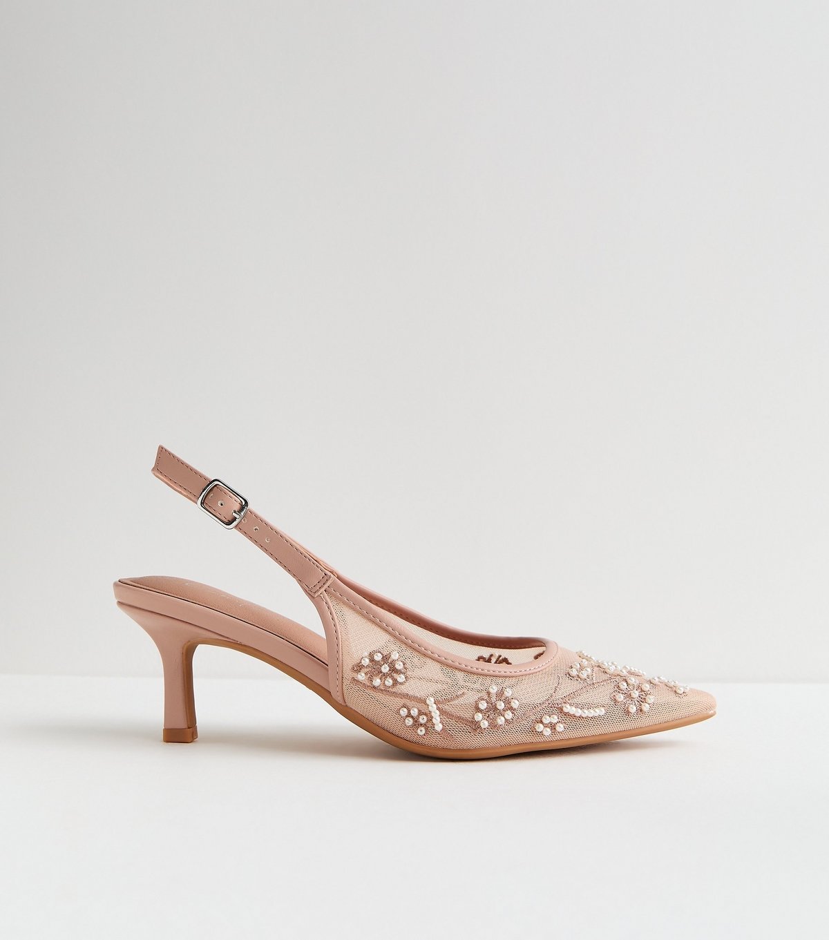 New Look Women's Pink Tapestry Embroidered Slingback Court Shoes Vegan New Look - 2