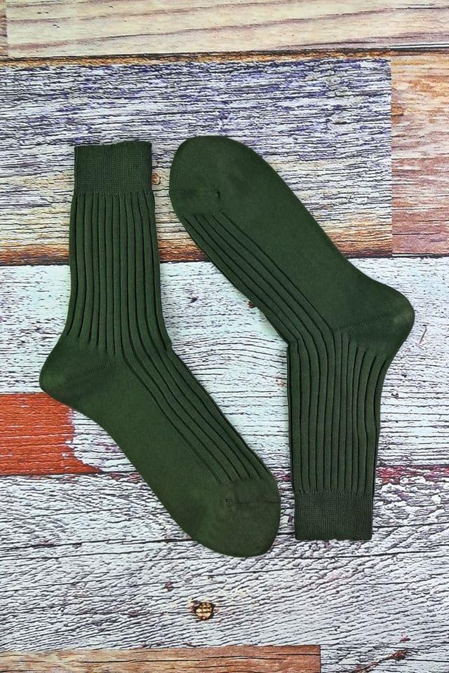 Dr Hunter Dr Hunter Men's 2 Pack 100% Cotton Hiking Boot Socks in Green - 3
