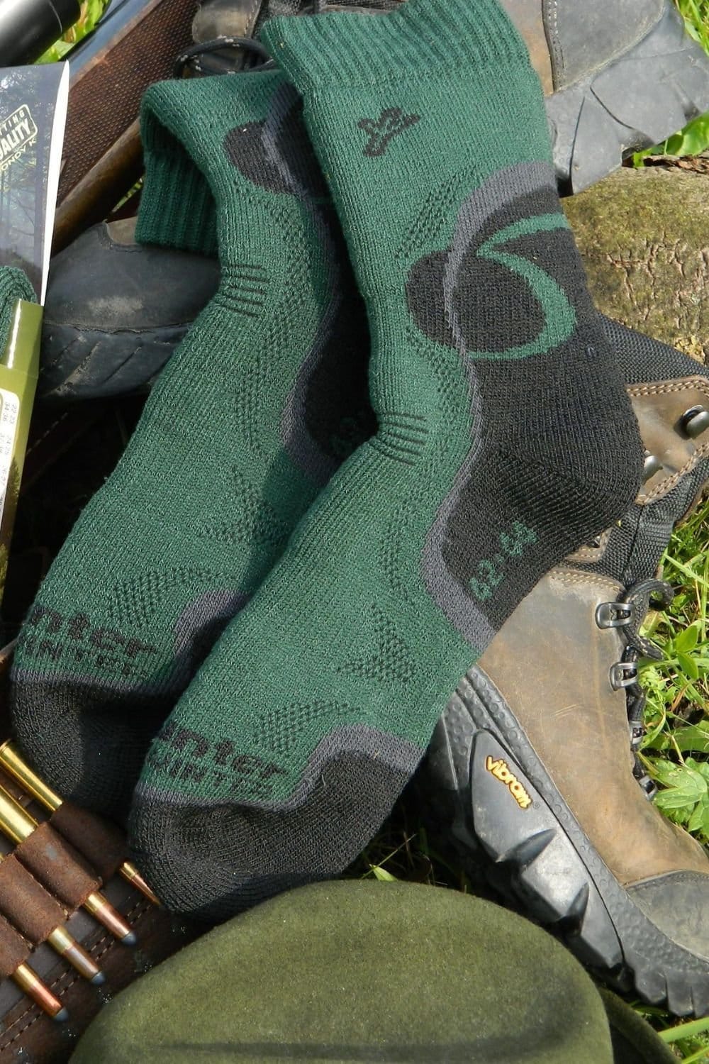 Dr Hunter Dr Hunter Men's 2 Pack 100% Cotton Hiking Boot Socks in Green - 4