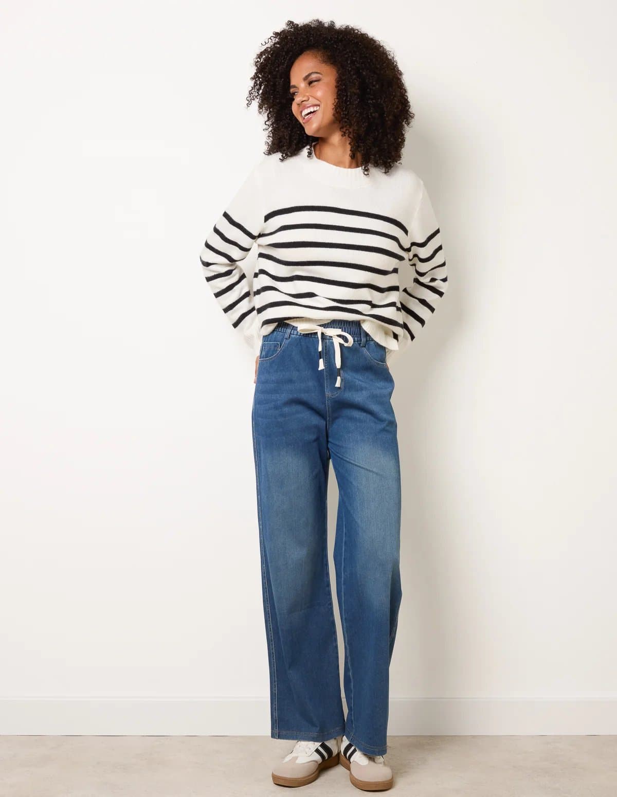 Blue Vanilla Elasticated Waist Jeans With Tie