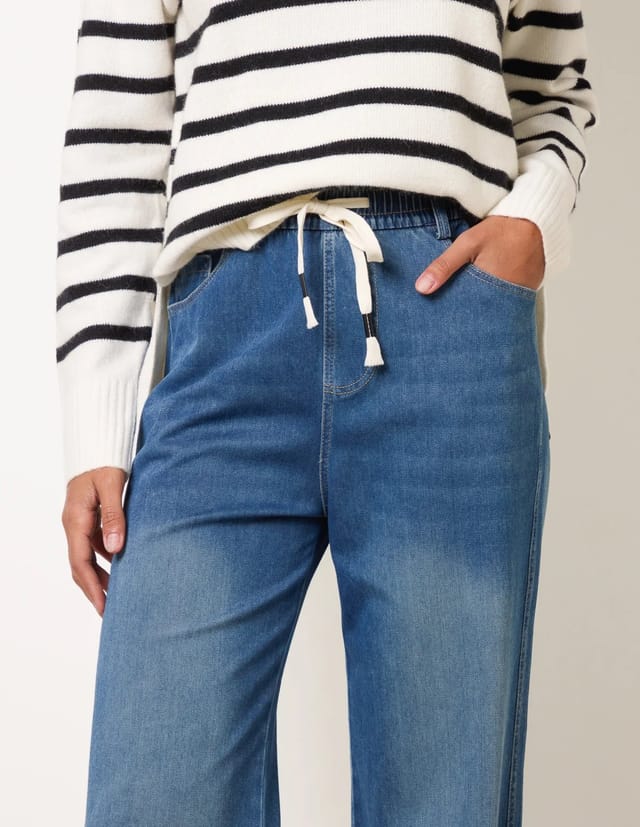 Blue Vanilla Elasticated Waist Jeans With Tie - 3