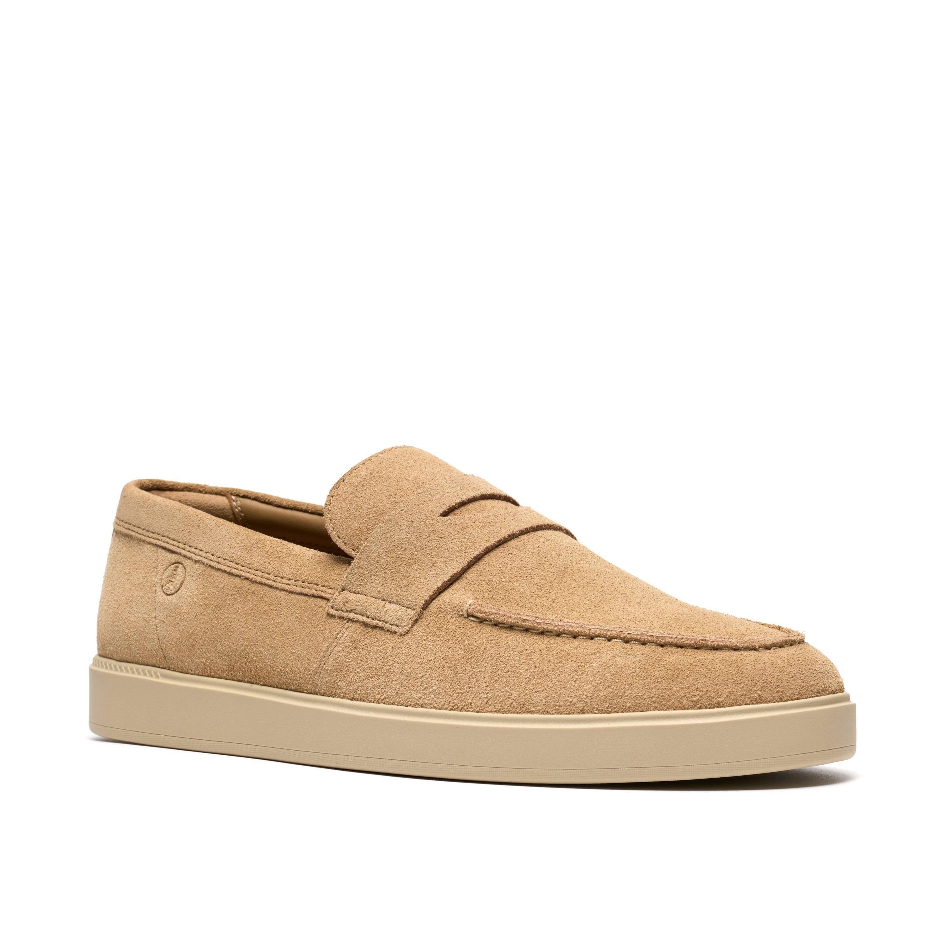 Clarks Clarks Men's Lockford Easy Dark Sand Suede Loafers, Slip Ons in Beige - 4