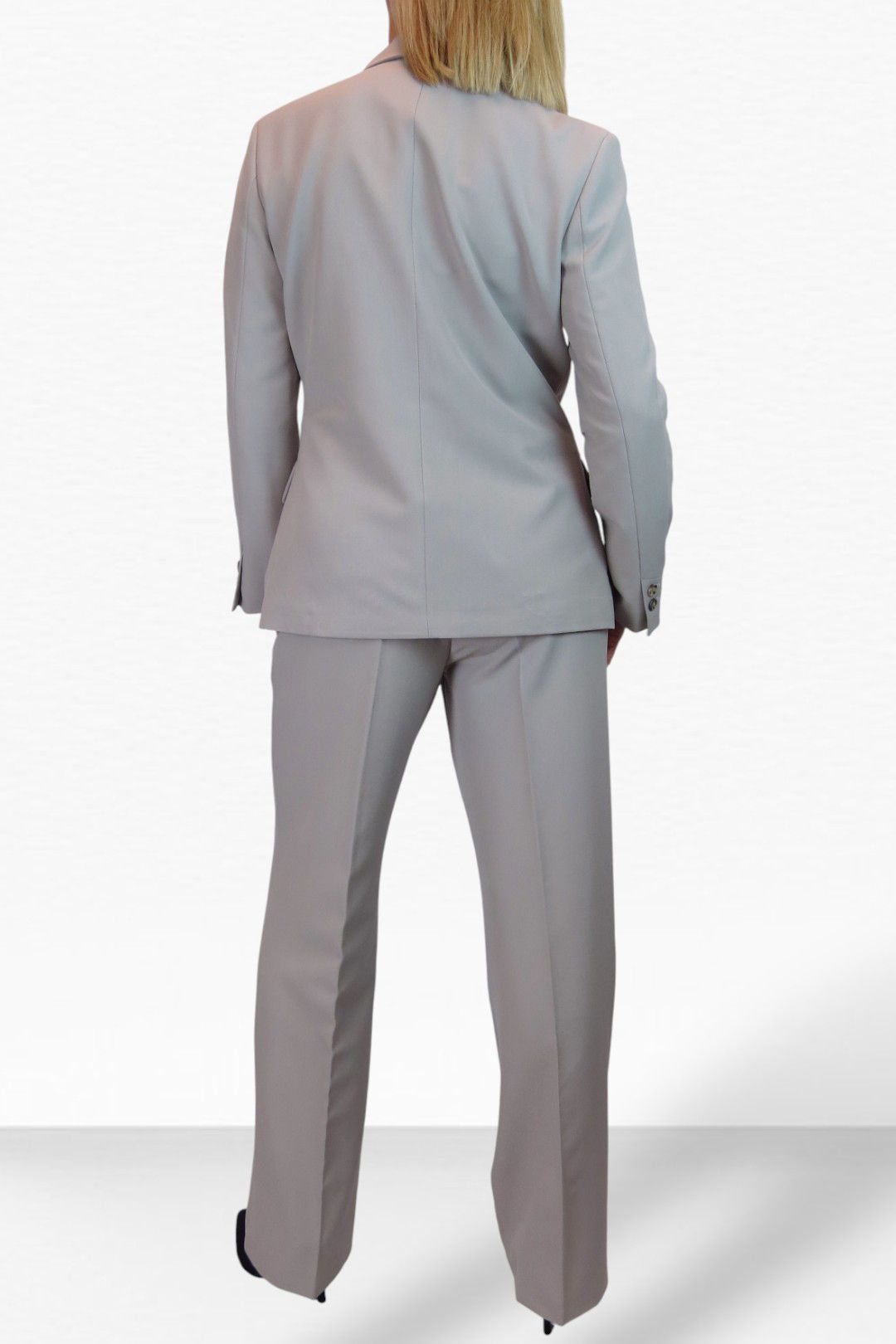 Paulo Due Paulo Due Women's 2 Piece Tailored Trouser Suit in Light Grey - 2