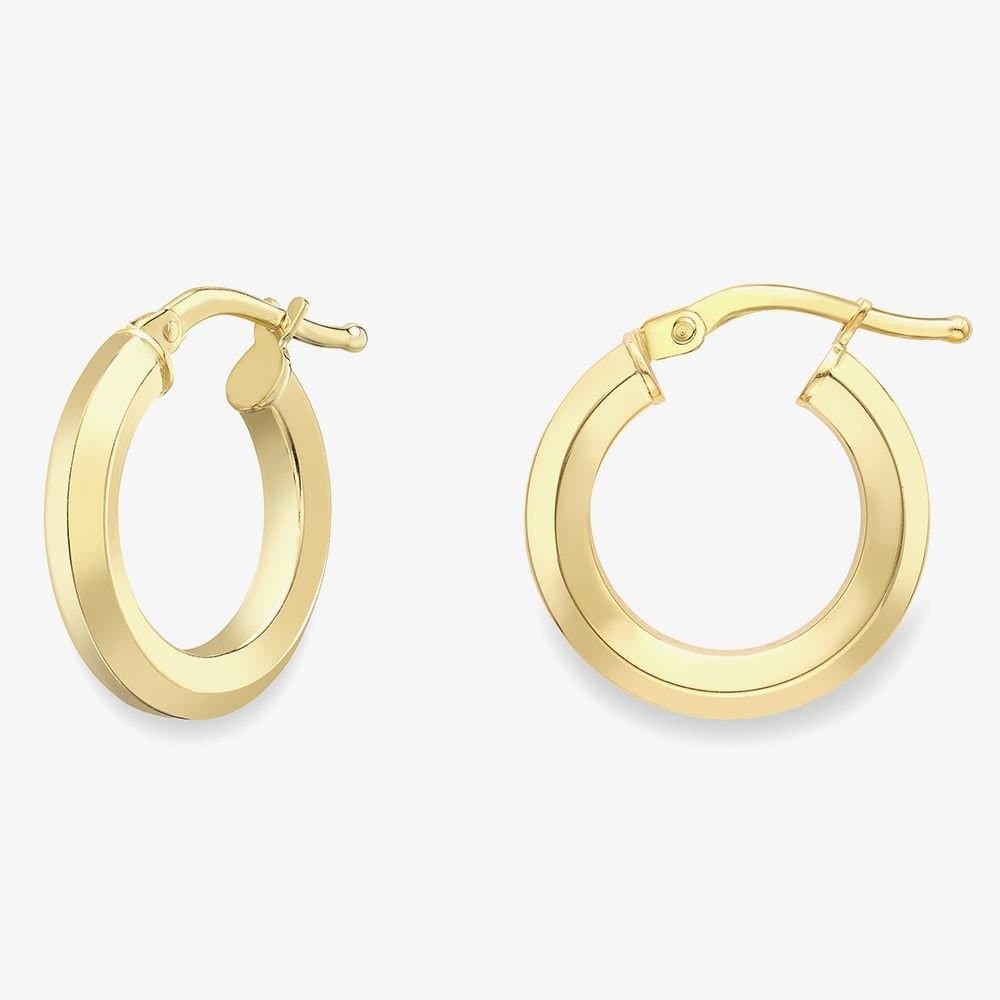 T.H.Baker T.H.Baker Women's 9ct Gold Bevelled Tube Hoop Earrings 120525127468