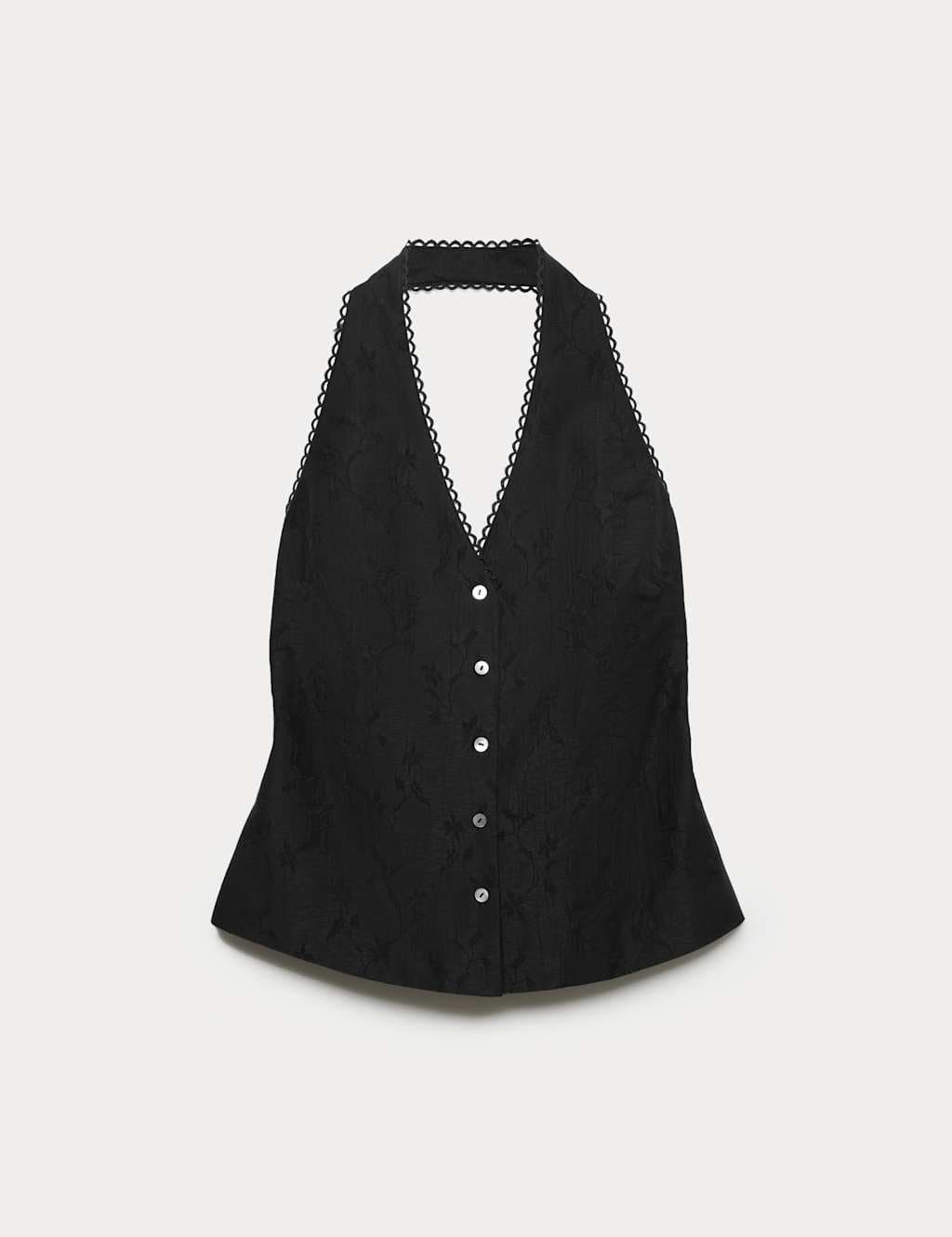 Marks & Spencer M&S Jacquard Halter Neck Top Black