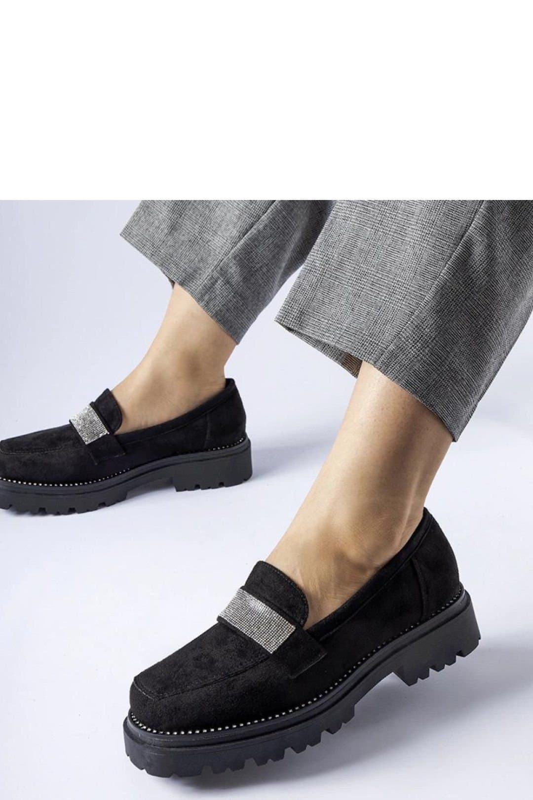 Love Lace Love Lace Women's Moccasin Flat Shoes with Zircon Detail & Rubber Sole Comfort in Black