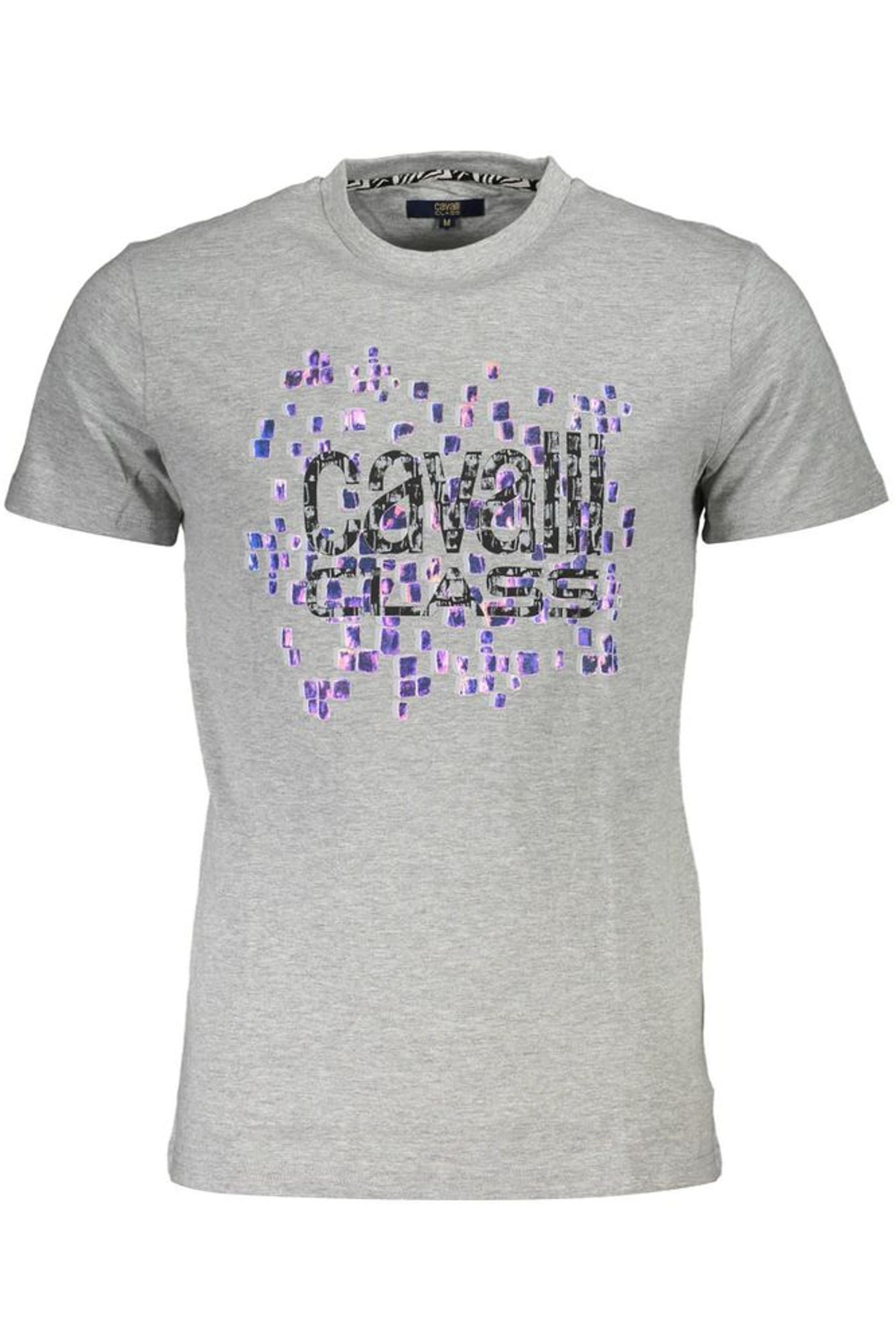 Cavalli Class Cavalli Class Men's Pixelated Logo T-Shirt in Grey
