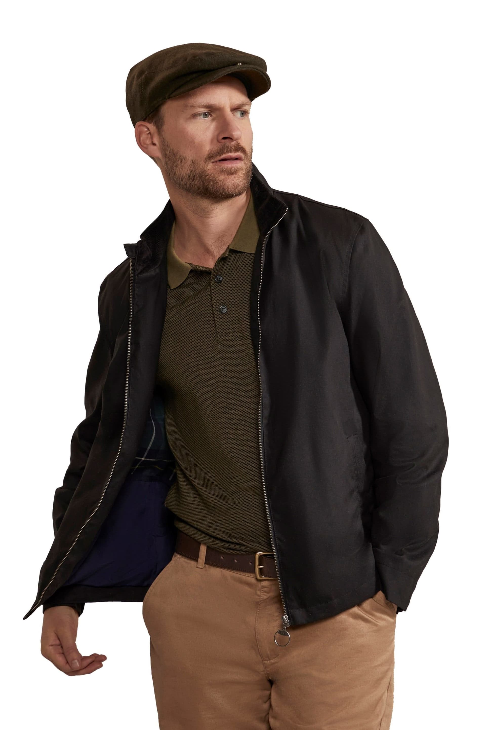 Hinter & Hobart Hinter & Hobart Black Funnel Neck Waxed Harrington Jacket