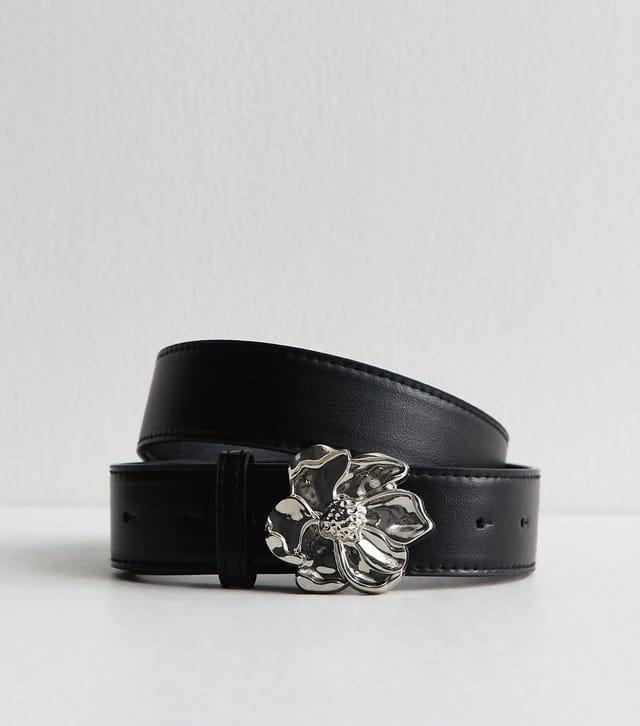 New Look Black Flower Buckle Belt New Look - 2